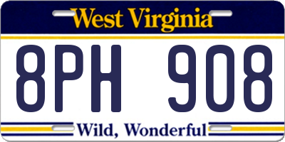 WV license plate 8PH908