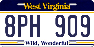 WV license plate 8PH909