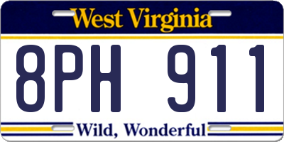WV license plate 8PH911