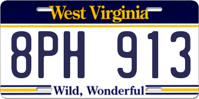 WV license plate 8PH913