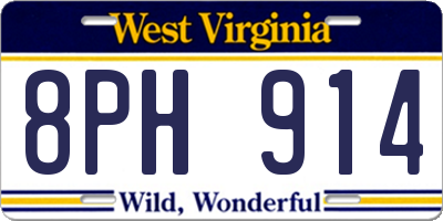 WV license plate 8PH914