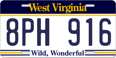 WV license plate 8PH916