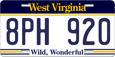 WV license plate 8PH920