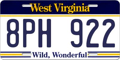 WV license plate 8PH922