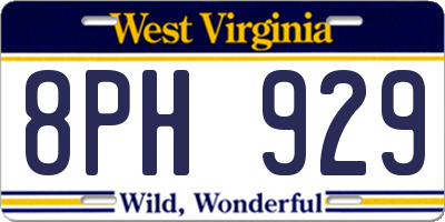 WV license plate 8PH929