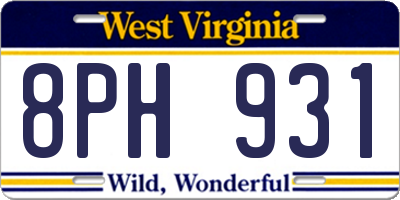 WV license plate 8PH931