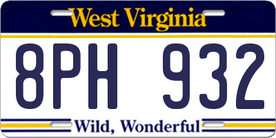 WV license plate 8PH932