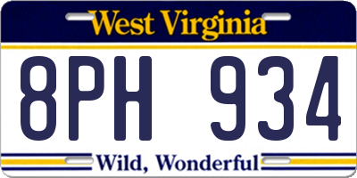 WV license plate 8PH934