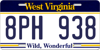 WV license plate 8PH938