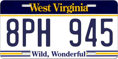 WV license plate 8PH945