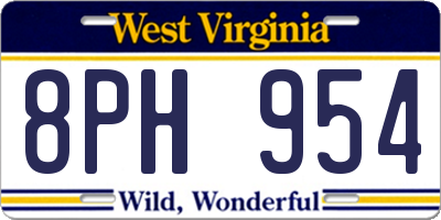 WV license plate 8PH954