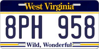 WV license plate 8PH958