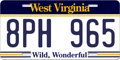 WV license plate 8PH965