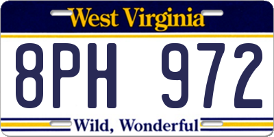 WV license plate 8PH972