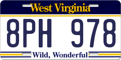 WV license plate 8PH978