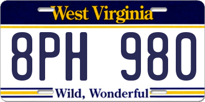 WV license plate 8PH980