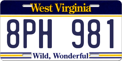 WV license plate 8PH981