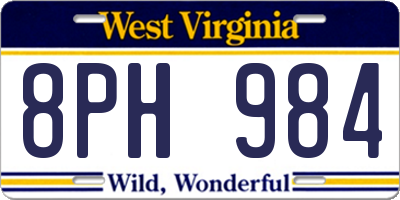 WV license plate 8PH984