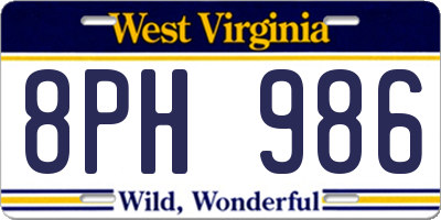 WV license plate 8PH986