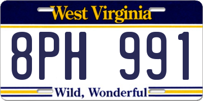 WV license plate 8PH991