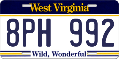 WV license plate 8PH992