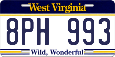 WV license plate 8PH993