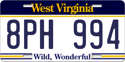 WV license plate 8PH994