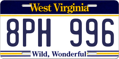 WV license plate 8PH996
