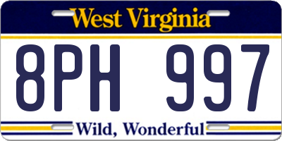 WV license plate 8PH997