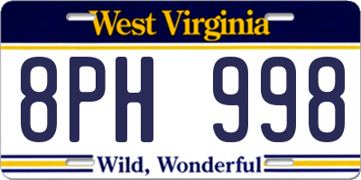 WV license plate 8PH998