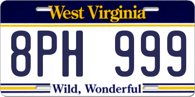 WV license plate 8PH999