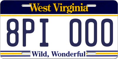 WV license plate 8PI000