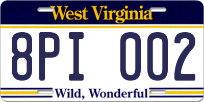 WV license plate 8PI002