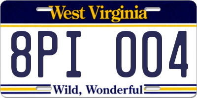 WV license plate 8PI004