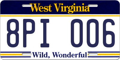 WV license plate 8PI006