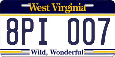 WV license plate 8PI007