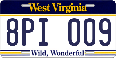 WV license plate 8PI009