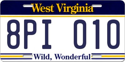 WV license plate 8PI010