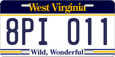 WV license plate 8PI011