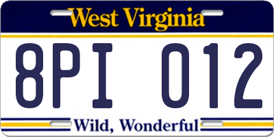WV license plate 8PI012