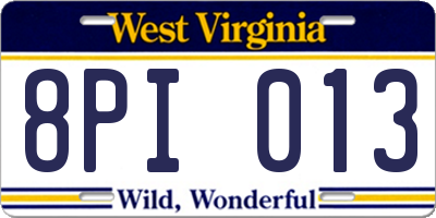 WV license plate 8PI013
