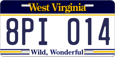 WV license plate 8PI014