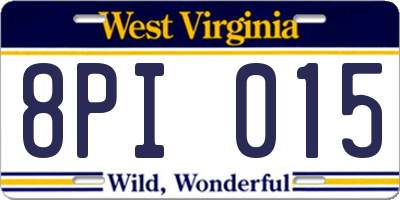 WV license plate 8PI015