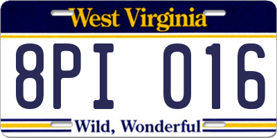 WV license plate 8PI016