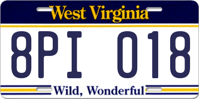 WV license plate 8PI018