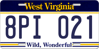 WV license plate 8PI021