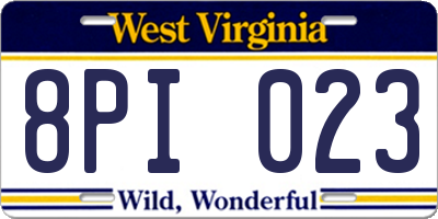 WV license plate 8PI023