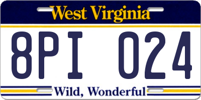 WV license plate 8PI024
