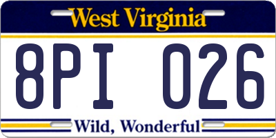 WV license plate 8PI026