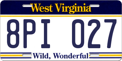 WV license plate 8PI027